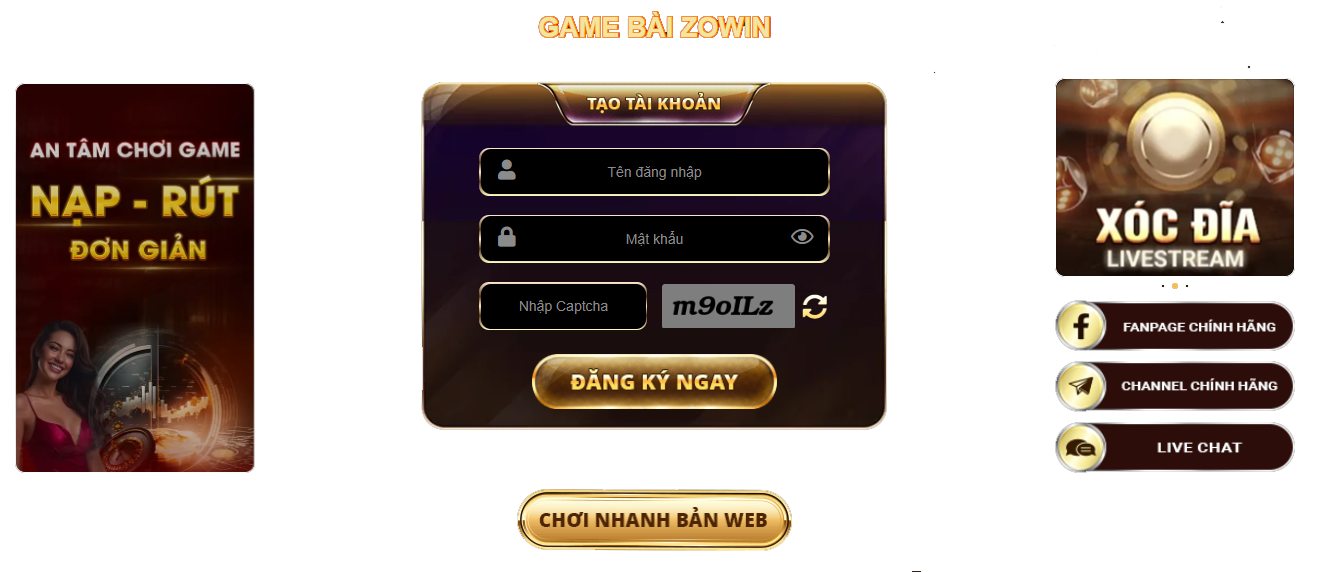 Zowin - Game bài đổi thưởng uy tín